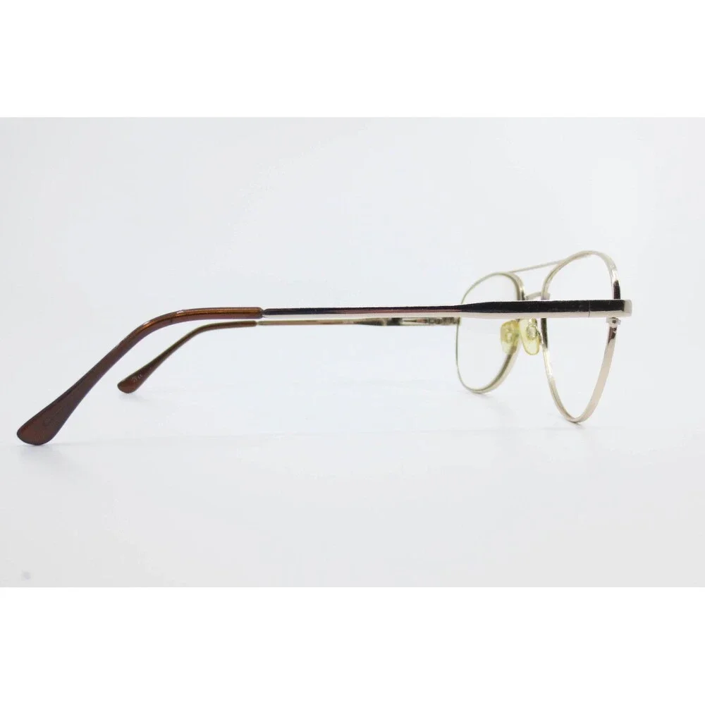 Modern Hunter Gold Aviator Eyeglass Frames 55-16 Double Bridge Spectacles 38402